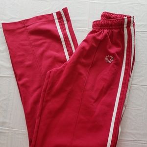 Red and White Striped Track  Pants